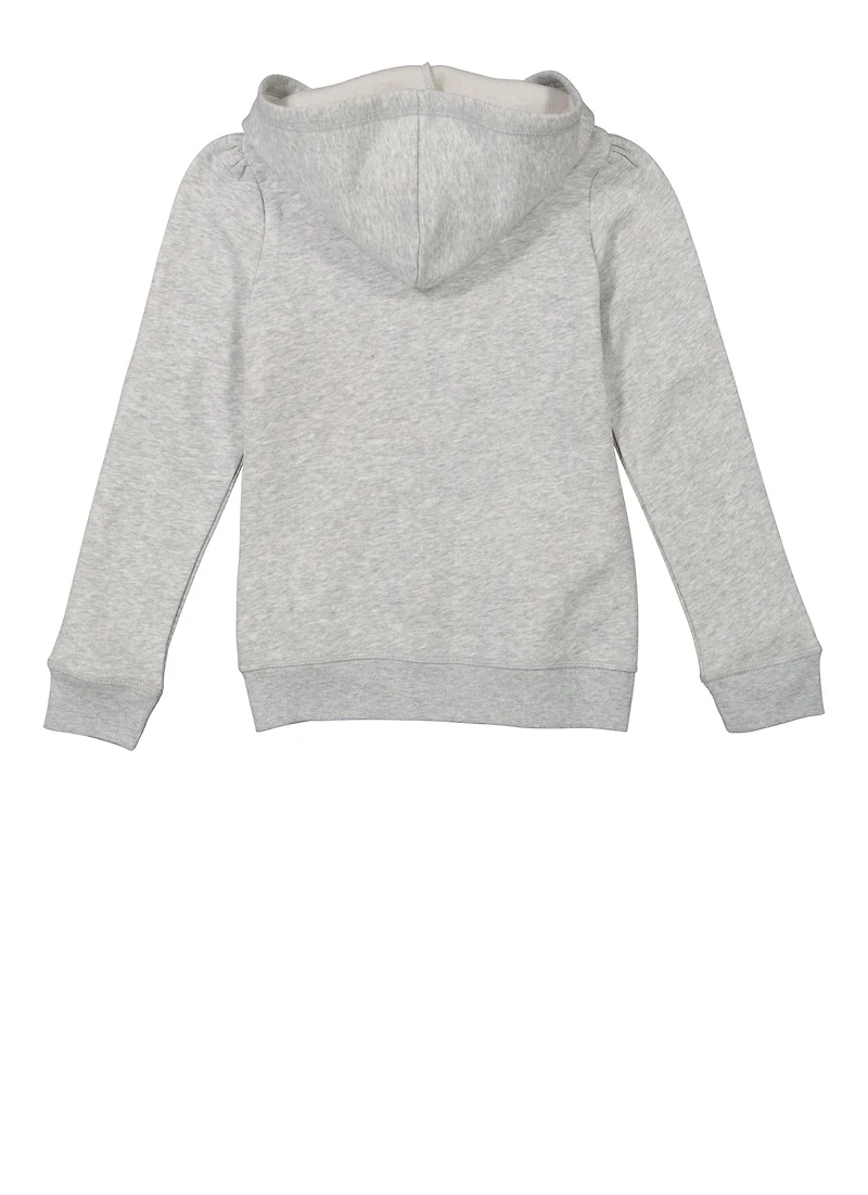 French Toast Girls 7-16 Zip Front Hooded Sweatshirt, Grey,