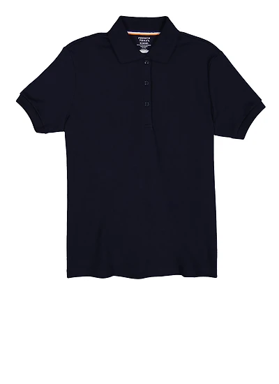 French Toast Girls Plus Size 10.5-20.5 Solid Picot Collar Polo Shirt, Blue, Size 18-20P