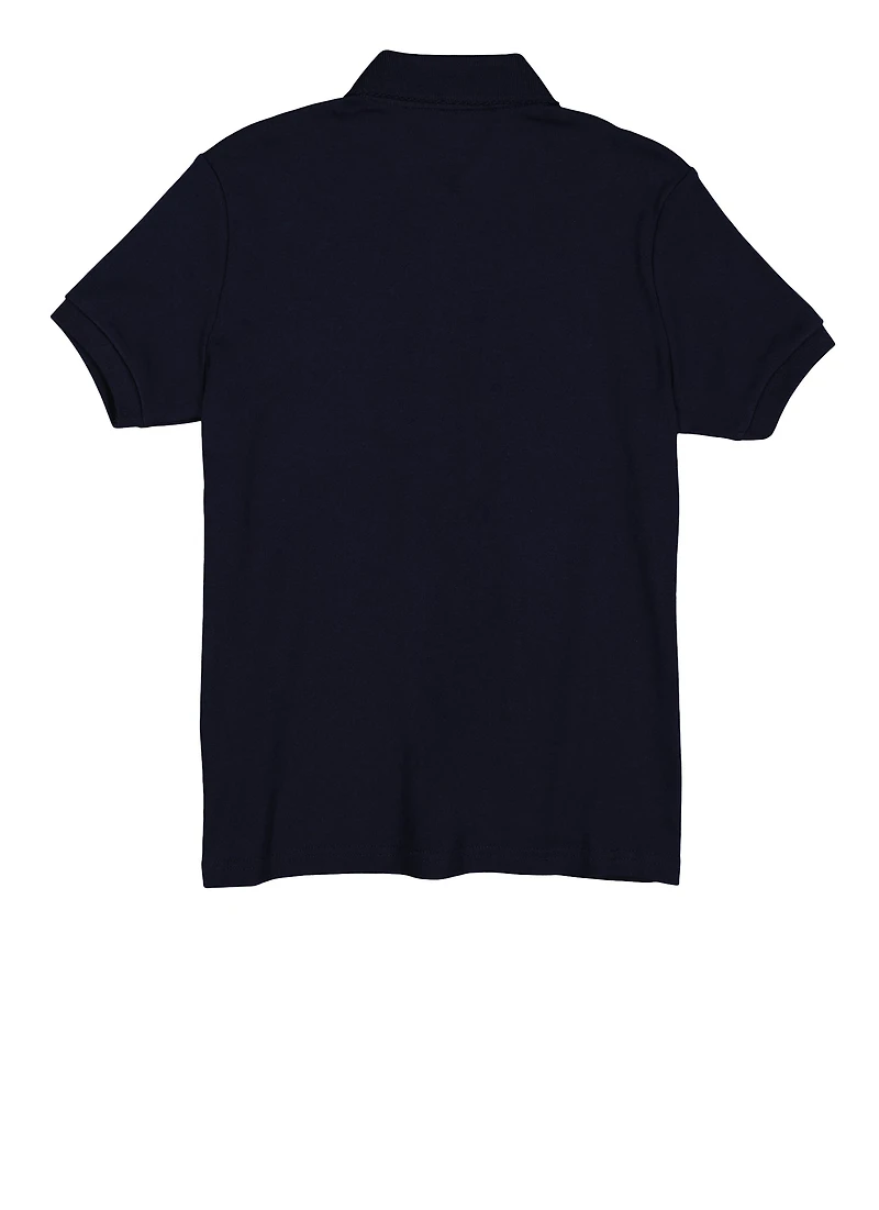 French Toast Girls Plus Size 10.5-20.5 Solid Picot Collar Polo Shirt, Blue, Size 18-20P