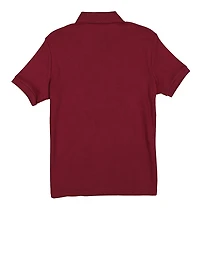 French Toast Girls Plus 10.5-20.5 Picot Collar Interlock Polo Shirt, Burgundy,