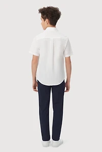 French Toast Boys 4-7 Poplin Short Sleeve Shirt, White, Size 4