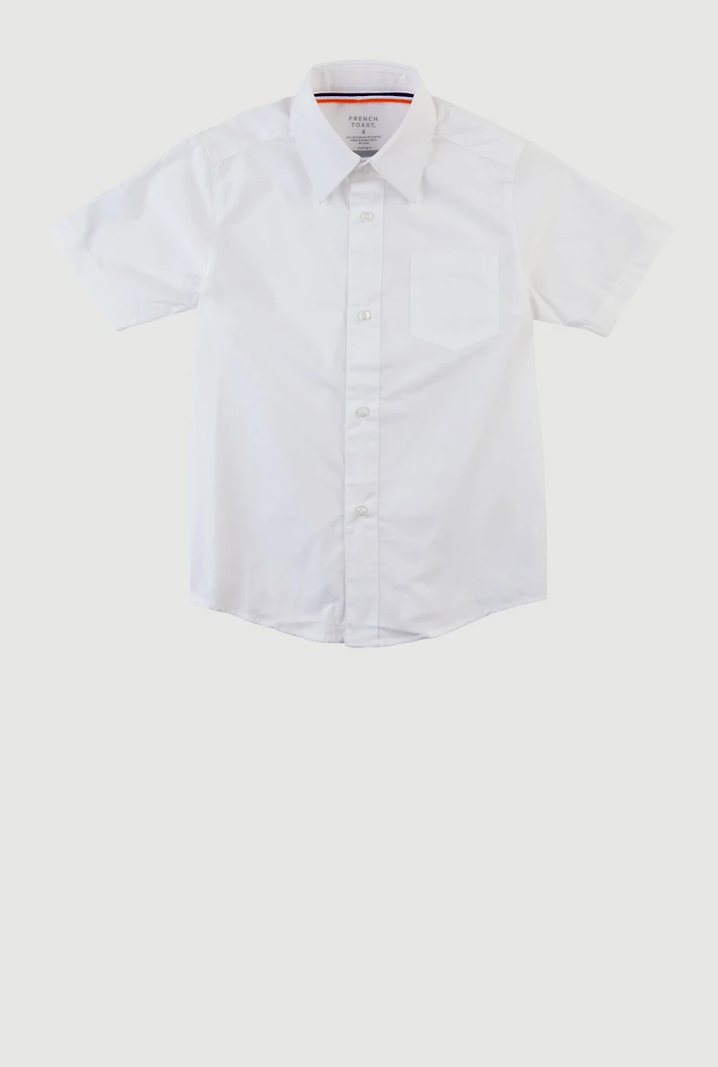 French Toast Boys 4-7 Poplin Short Sleeve Shirt, White, Size 4
