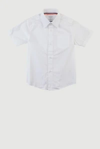 French Toast Boys 4-7 Poplin Short Sleeve Shirt, White, Size 4