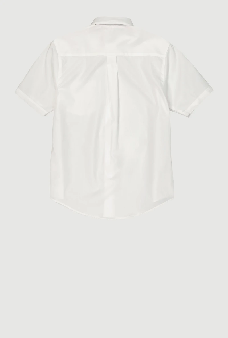 French Toast Boys 4-7 Poplin Short Sleeve Shirt, White, Size 4