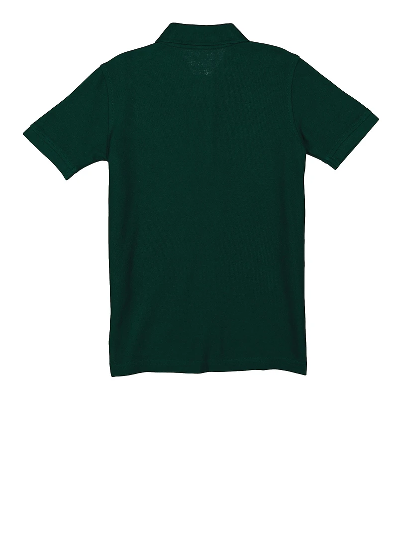 French Toast Boys 4-7 Pique 3 Button Polo Shirt, Green, Size 6-7