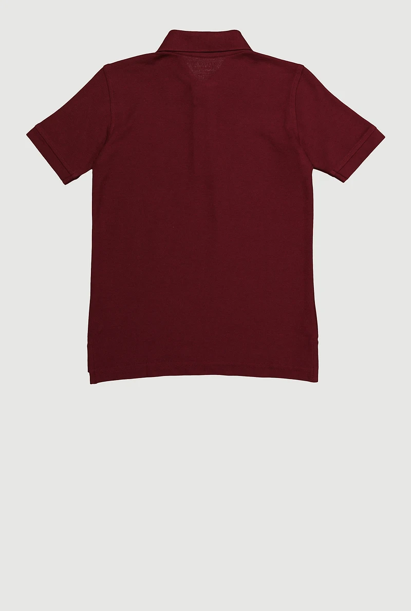 French Toast Boys 4-7 Short Sleeve Polo Shirt, Burgundy,