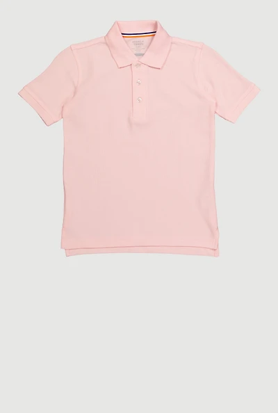 French Toast Boys 4-7 Short Sleeve Pearl Button Polo Shirt, Pink, Size 6-7