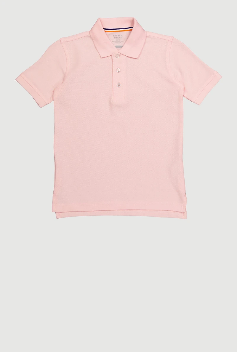 French Toast Boys 4-7 Short Sleeve Pearl Button Polo Shirt, Pink, Size 6-7
