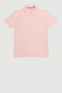 French Toast Boys 4-7 Short Sleeve Pearl Button Polo Shirt, Pink, Size 6-7