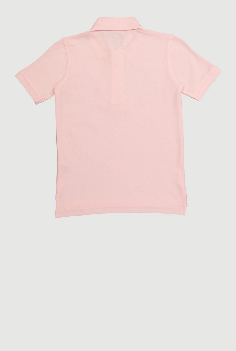 French Toast Boys 4-7 Short Sleeve Pearl Button Polo Shirt, Pink, Size 6-7