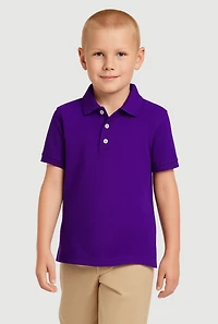 French Toast Boys 4-7 Short Sleeve Solid Polo Shirt, Purple, Size 6-7