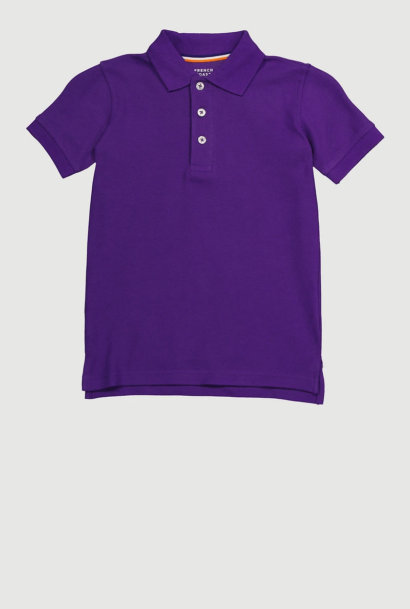 French Toast Boys 4-7 Short Sleeve Solid Polo Shirt, Purple, Size 6-7