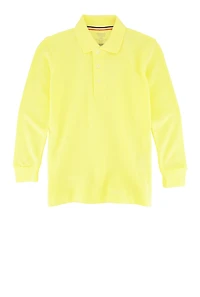 French Toast Boys 4-7 Pique Long Sleeve Polo Shirt, Yellow, Size 6-7