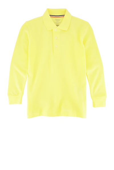 French Toast Boys 4-7 Pique Long Sleeve Polo Shirt, Yellow, Size 6-7