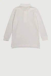 Boys 4-7 Long Sleeve Pique Polo Shirt, White, Size 4-5
