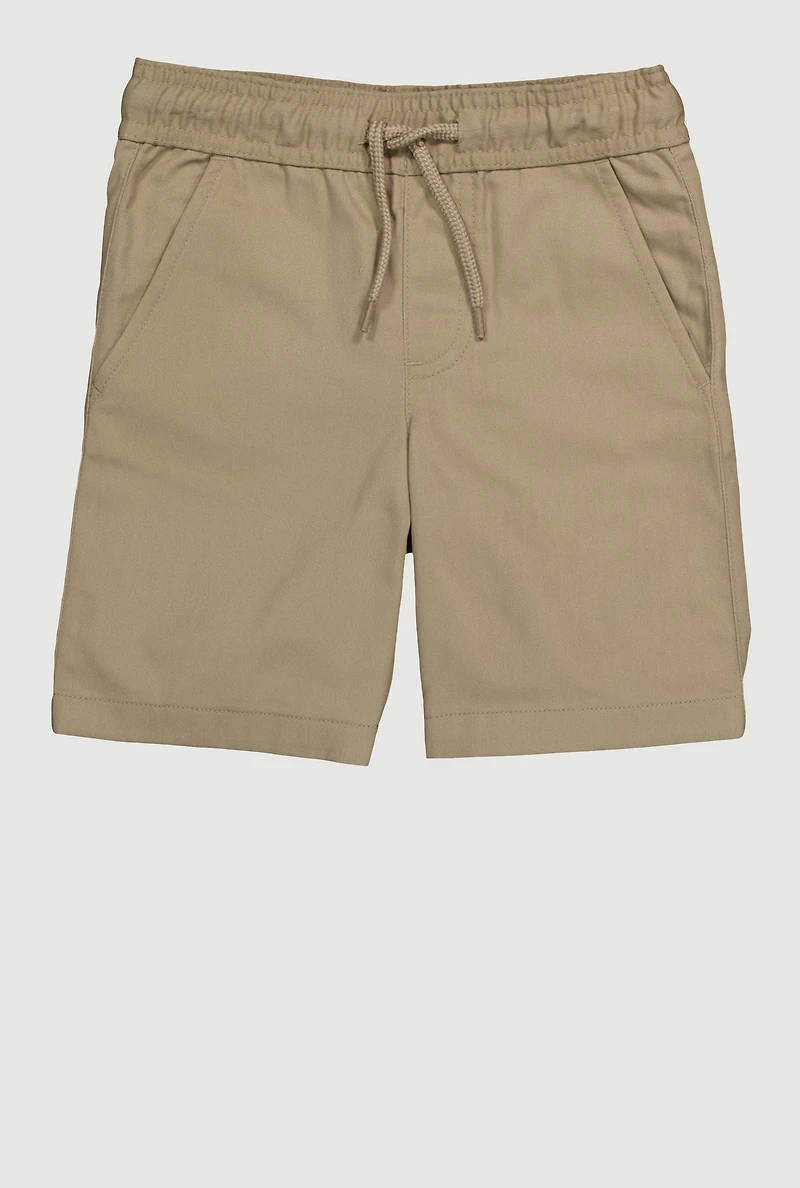 Boys 4-7 Solid Twill Drawstring Shorts, Khaki,