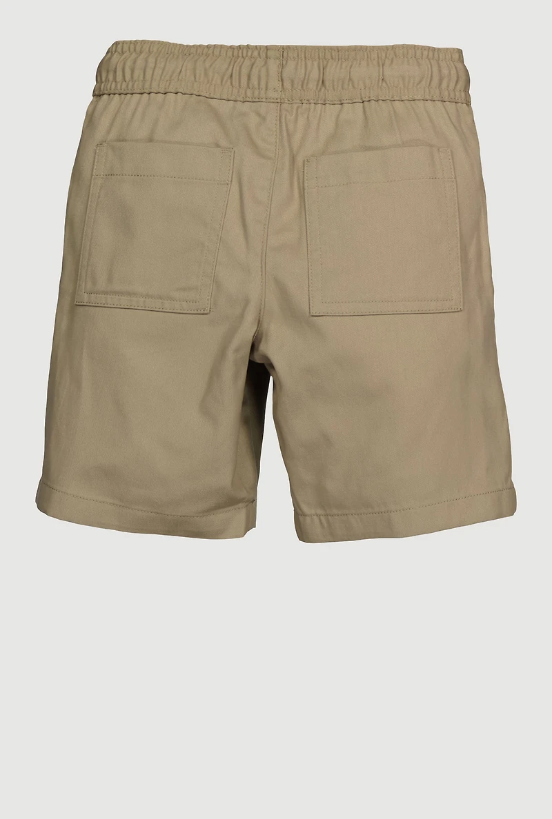 Boys 4-7 Solid Twill Drawstring Shorts, Khaki,