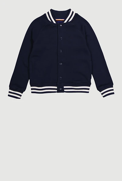 Boys 4-7 Long Sleeve Fleece Varsity Jacket, Blue,