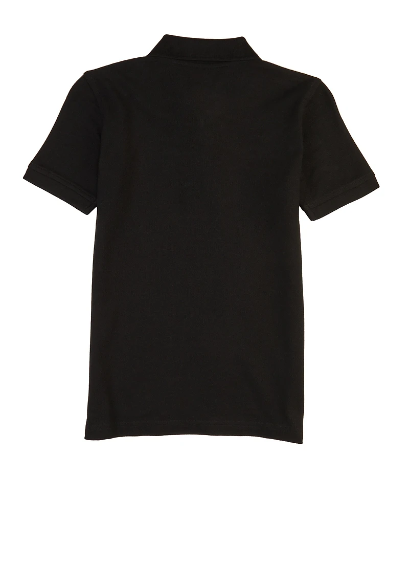 French Toast Boys 8-14 Short Sleeve Polo Shirt, Black, Size 14-16