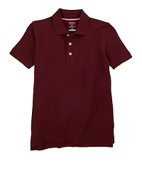 French Toast Boys 8-14 Basic Pique Polo Shirt, Burgundy, Size 14-16