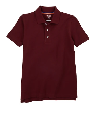 French Toast Boys 8-14 Basic Pique Polo Shirt, Burgundy, Size 10-12