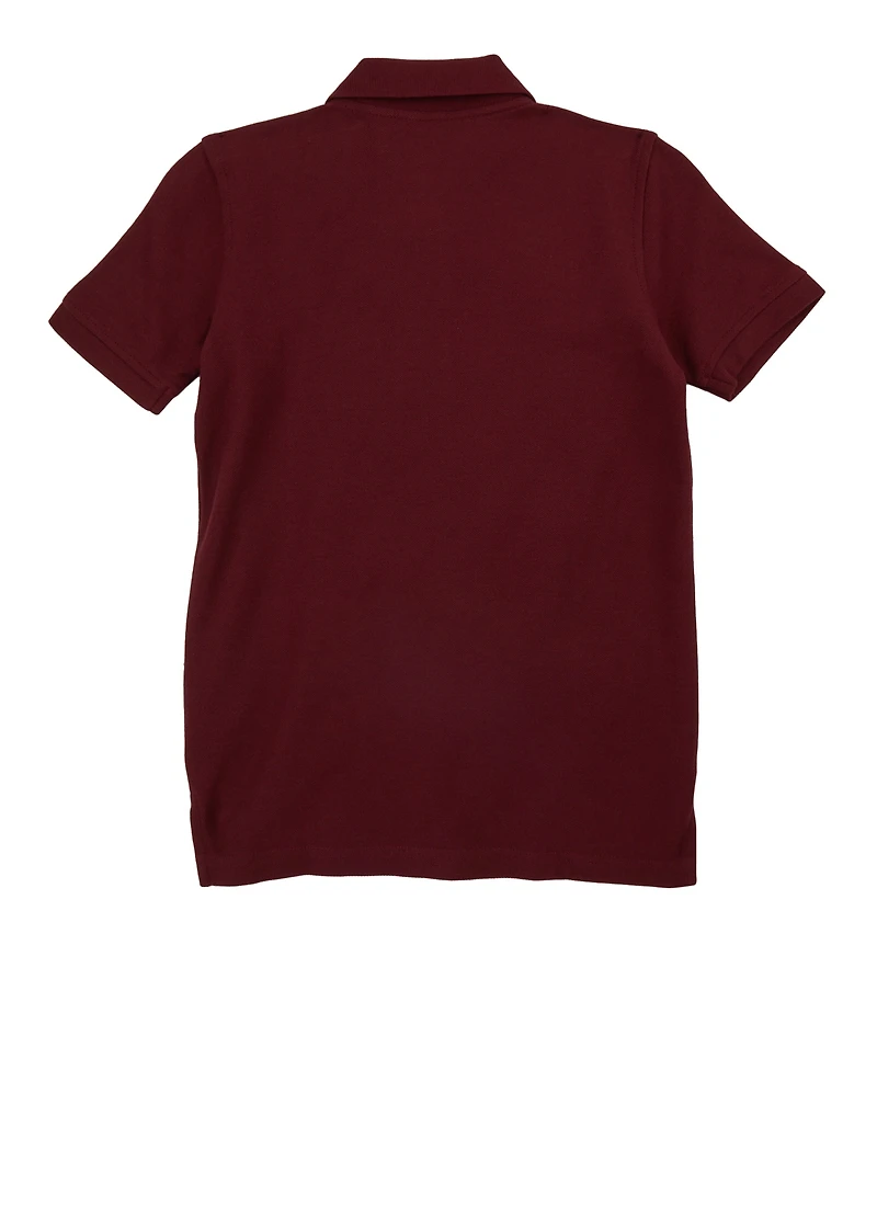 French Toast Boys 8-14 Basic Pique Polo Shirt, Burgundy, Size 8