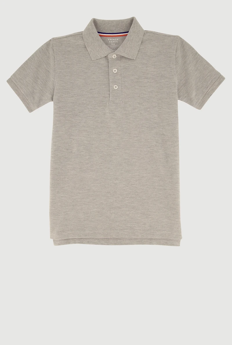 French Toast Boys 8-14 Marled Short Sleeve Pique Polo, Grey, Size 10-12