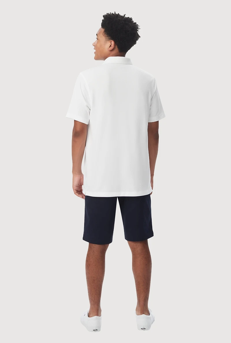 French Toast Boys 8-14 Solid Short Sleeve Pique Polo Shirt, White,