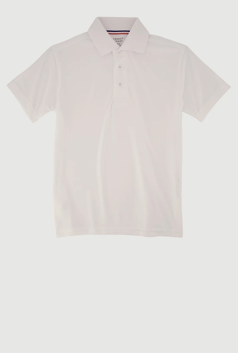 French Toast Boys 8-14 Solid Short Sleeve Pique Polo Shirt, White,
