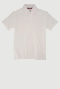 French Toast Boys 8-14 Solid Short Sleeve Pique Polo Shirt, White,