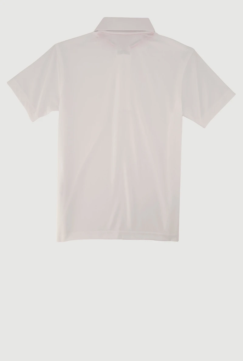 French Toast Boys 8-14 Solid Short Sleeve Pique Polo Shirt, White,
