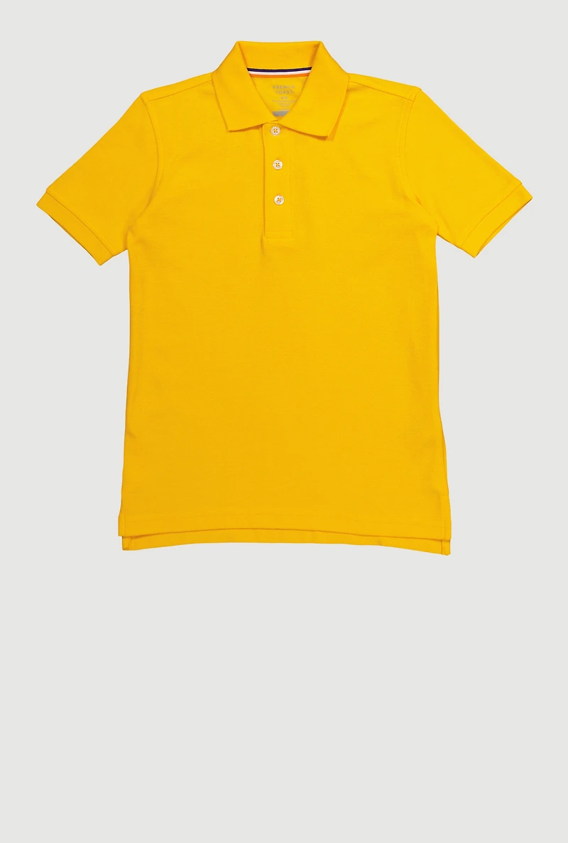 French Toast Boys 8-14 Short Sleeve Polo Shirt for School, Yellow, Size 14-16