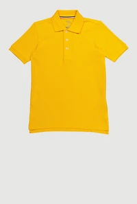 French Toast Boys 8-14 Short Sleeve Polo Shirt for School, Yellow, Size 14-16