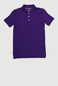 French Toast Boys 8-16 Short Sleeve Solid Polo Shirt, Purple, Size 10-12