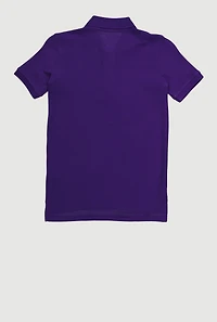 French Toast Boys 8-16 Short Sleeve Solid Polo Shirt, Purple,