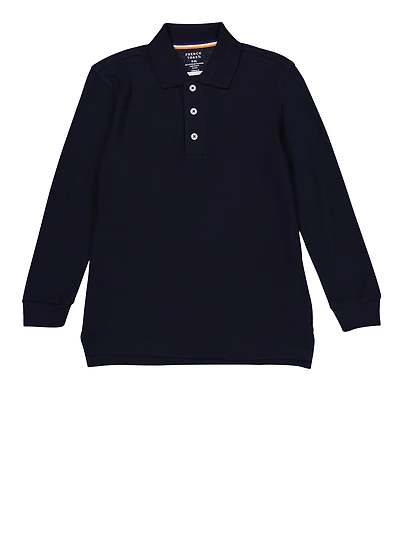 French Toast Boys 8-14 Long Sleeve Polo Shirt, Blue, Size 14-16