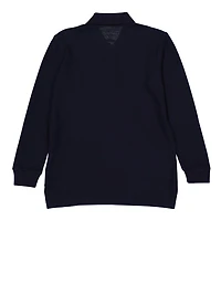 French Toast Boys 8-14 Long Sleeve Polo Shirt, Blue, Size 14-16