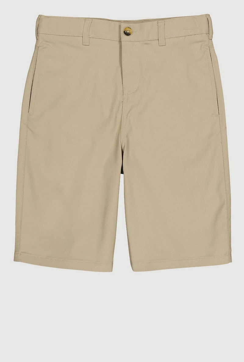 French Toast Boys 8-14 Solid Flat Front Bermuda Shorts, Khaki, Size 12
