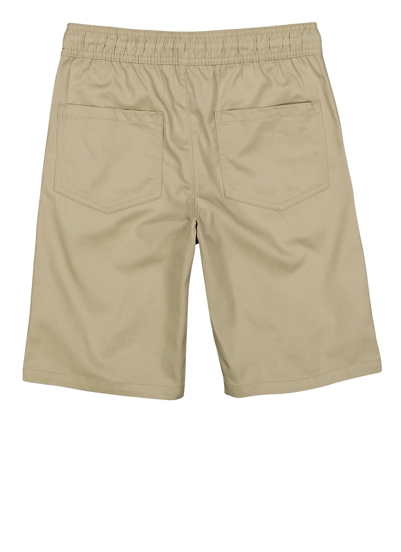 French Toast Boys - Drawstring Zip Pocket Shorts, Khaki