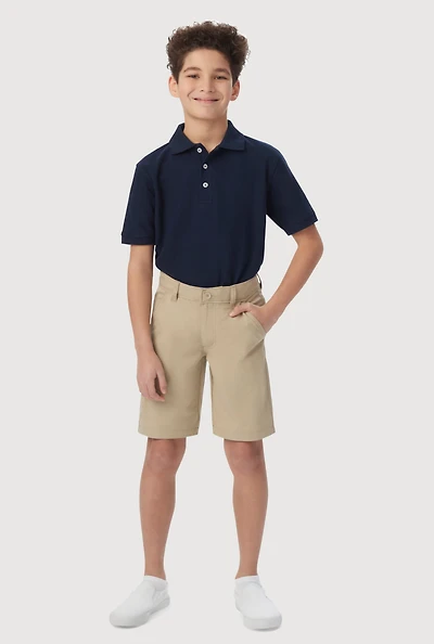 French Toast Boys 8-14 Stretch Flat Front Shorts, Khaki,