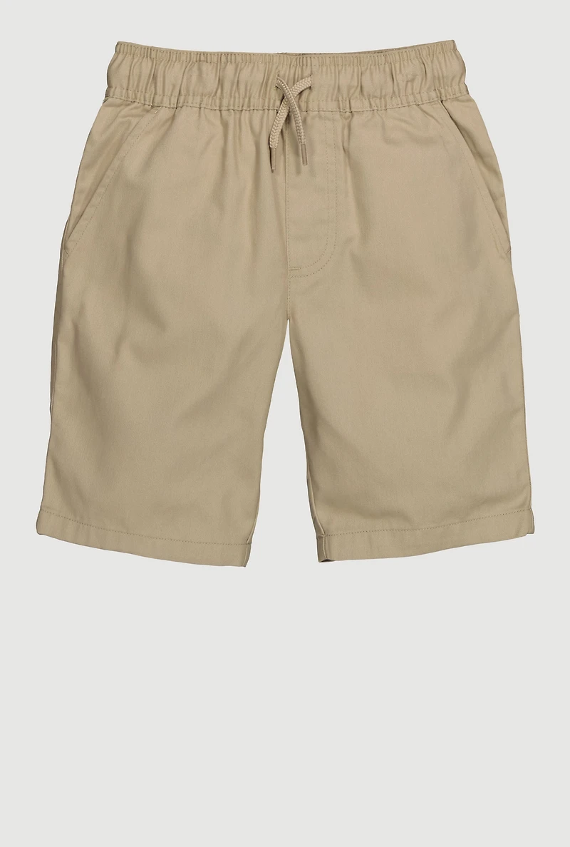 Boys 8-14 Drawstring Waist School Uniform Shorts, Khaki,