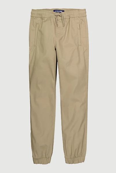 French Toast Boys 8-14 Drawstring Waist Joggers, Khaki, Size 10