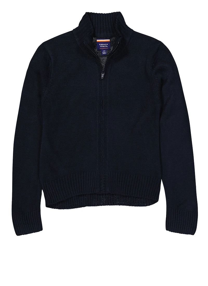 French Toast Boys 8-14 Zip Front Sweater, Blue,