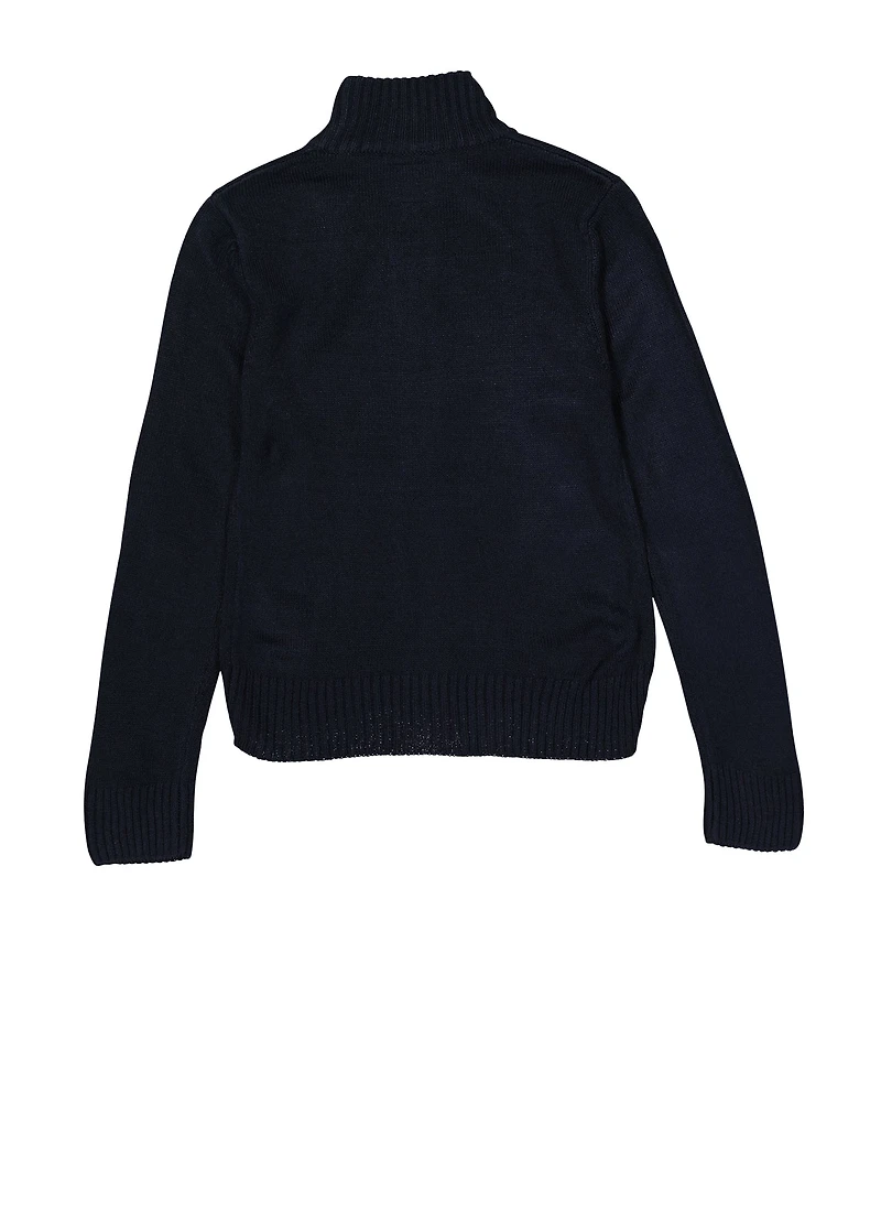 French Toast Boys 8-14 Zip Front Sweater, Blue,
