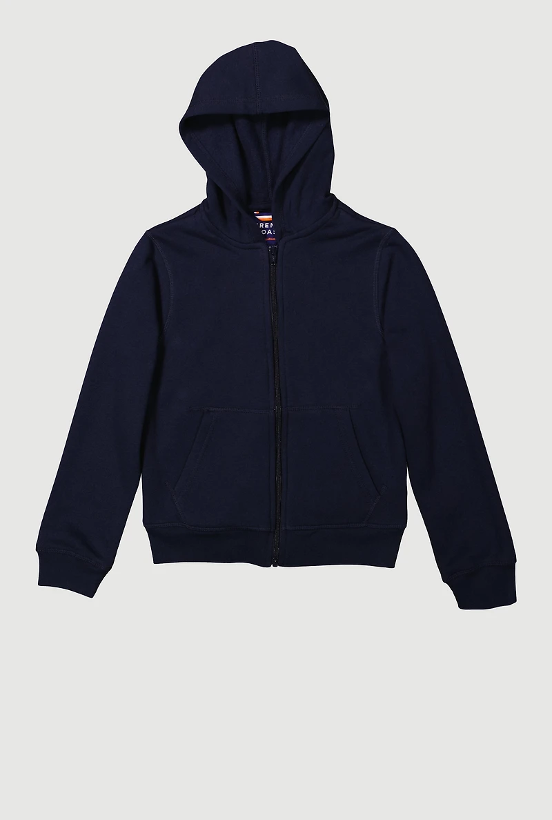 Boys 8-16 Fleece Lined Zip Front Hooded Sweatshirt, Blue, Size 10-12