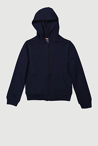Boys 8-16 Fleece Lined Zip Front Hooded Sweatshirt, Blue, Size 10-12
