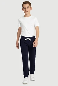 Boys 8-16 Fleece Lined Contrast Drawstring Waist Joggers, Blue, Size 10-12