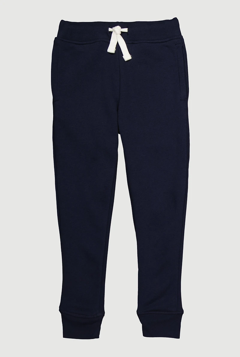 Boys 8-16 Fleece Lined Contrast Drawstring Waist Joggers, Blue, Size 10-12