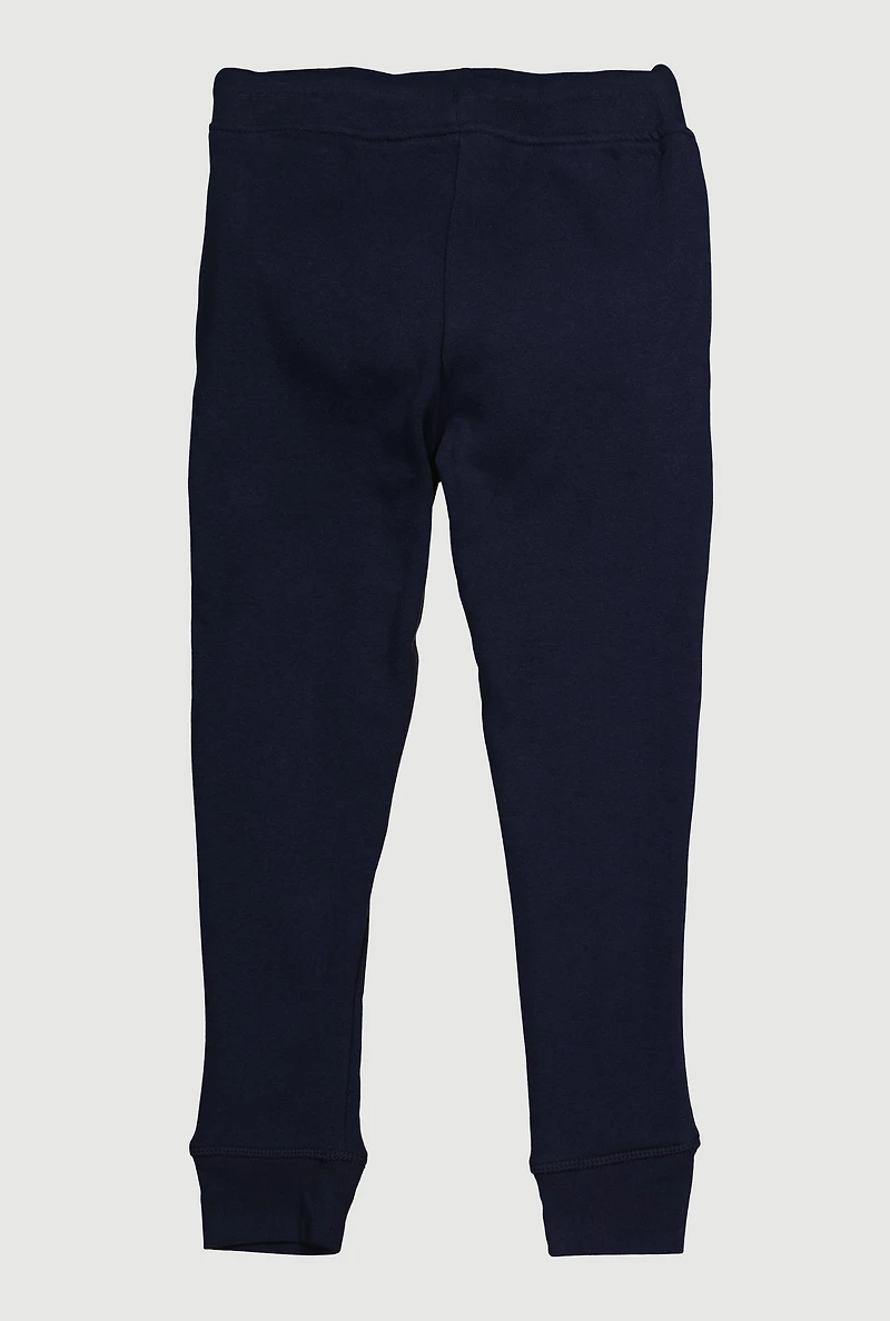 Boys 8-16 Fleece Lined Contrast Drawstring Waist Joggers, Blue, Size 10-12