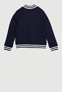 Boys 8-16 Long Sleeve Fleece Varsity Jacket, Blue, Size 14-16